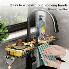 Aluminum Kitchen Storage Rack with Faucet Shelf and Under Sink Organizer