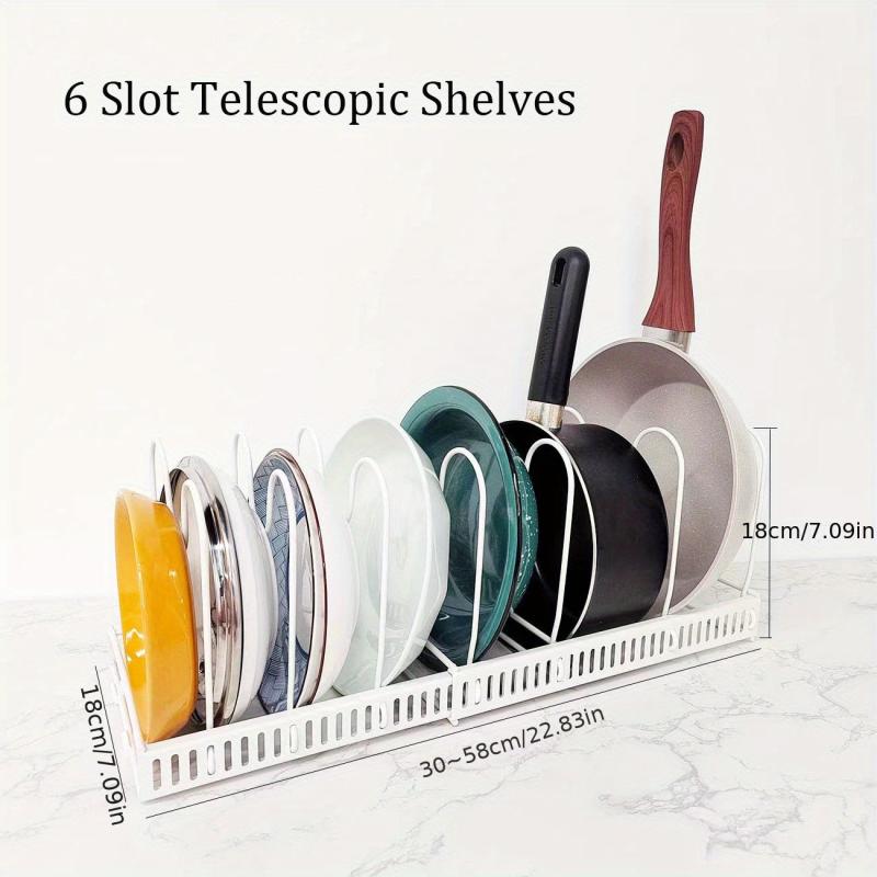 Expandable Tray Storage Rack for Dishes, Pots, Lids