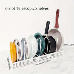 Expandable Tray Storage Rack for Dishes, Pots, Lids