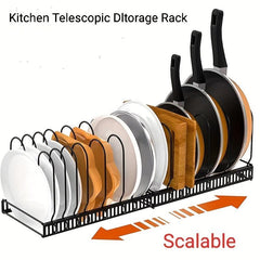 Expandable Tray Storage Rack for Dishes, Pots, Lids