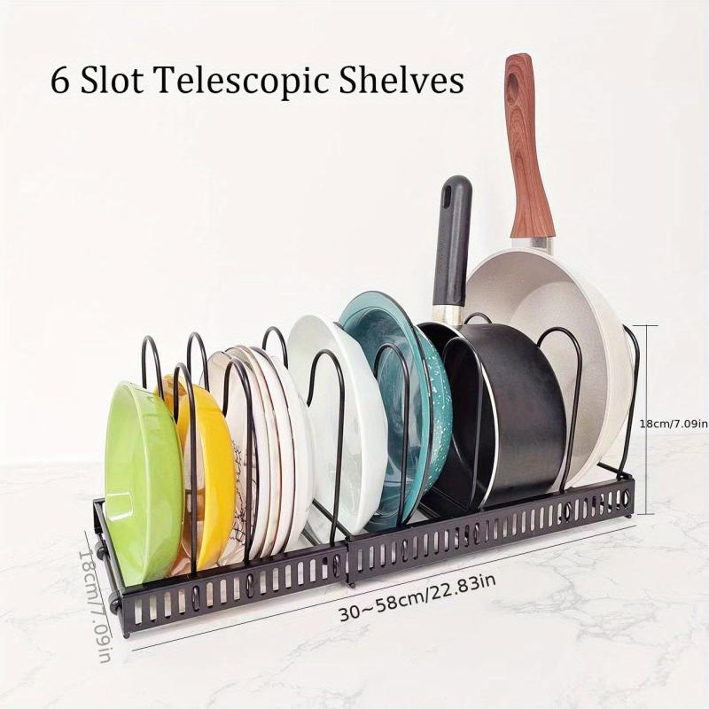 Expandable Tray Storage Rack for Dishes, Pots, Lids