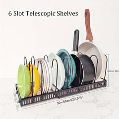 Expandable Tray Storage Rack for Dishes, Pots, Lids