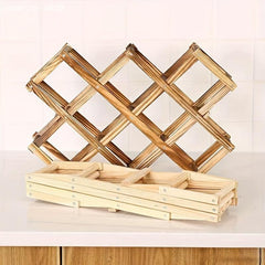 Wooden Wine Rack 10 Bottle Standing Storage Countertop Stackable Stand