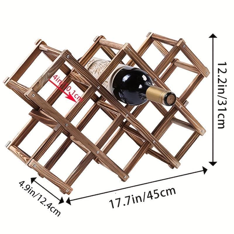 Wooden Wine Rack 10 Bottle Standing Storage Countertop Stackable Stand