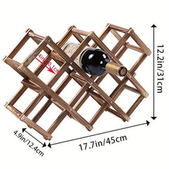 Wooden Wine Rack 10 Bottle Standing Storage Countertop Stackable Stand