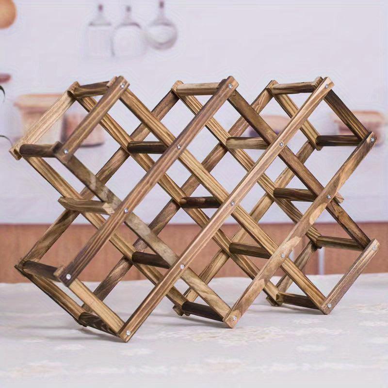 Wooden Wine Rack 10 Bottle Standing Storage Countertop Stackable Stand
