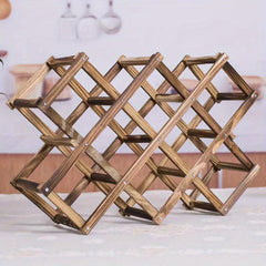 Wooden Wine Rack 10 Bottle Standing Storage Countertop Stackable Stand