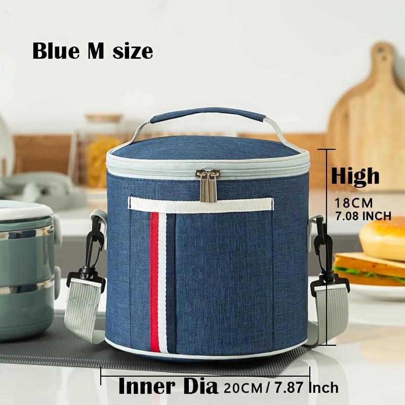 Portable Round Lunch Bag Insulated Thermal Cooler Leakproof Lunch Box