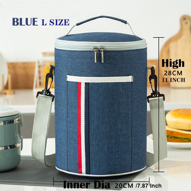 Portable Round Lunch Bag Insulated Thermal Cooler Leakproof Lunch Box