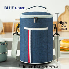 Portable Round Lunch Bag Insulated Thermal Cooler Leakproof Lunch Box
