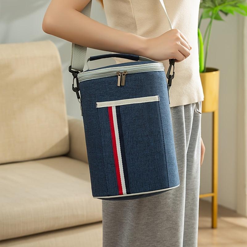 Portable Round Lunch Bag Insulated Thermal Cooler Leakproof Lunch Box