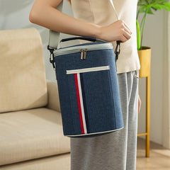 Portable Round Lunch Bag Insulated Thermal Cooler Leakproof Lunch Box