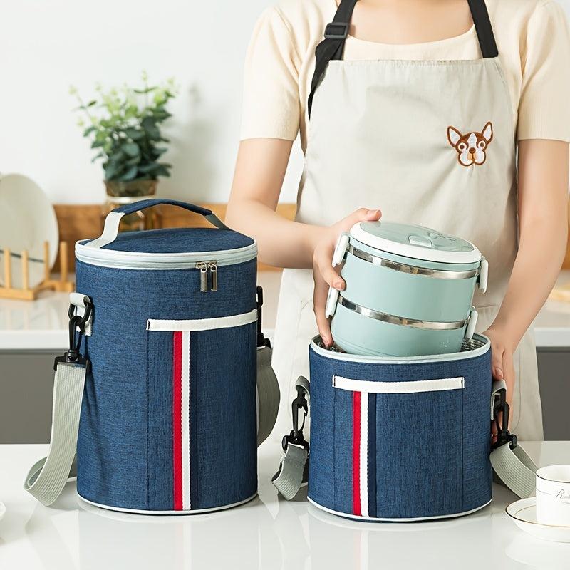 Portable Round Lunch Bag Insulated Thermal Cooler Leakproof Lunch Box