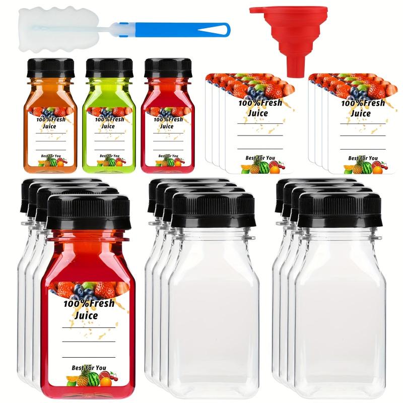 12pcs Mini Plastic Juice Bottles with Caps for Juicing & Smoothies