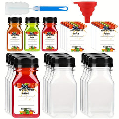 12pcs Mini Plastic Juice Bottles with Caps for Juicing & Smoothies