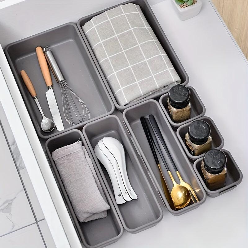 8pcs Home Cosmetics & Tableware Storage Box Drawer Organizers