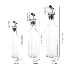 Glass Olive Dispenser Bottle Non Drip Pour Spout Clear
