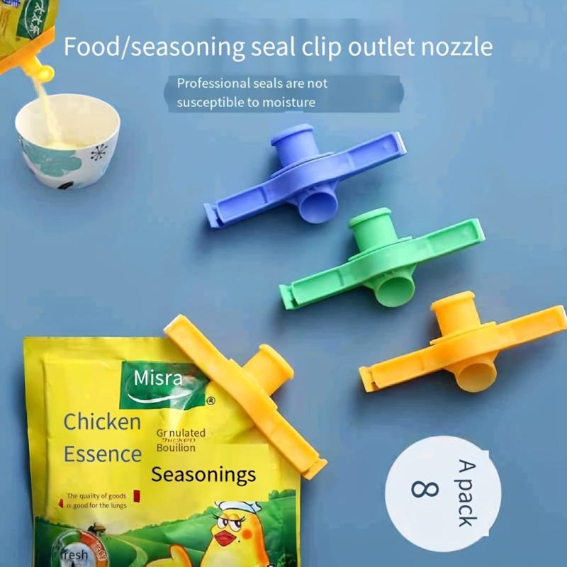 8pcs Food Sealing Clips Nozzle Milk Powder Kitchen Flavor Chick Extract Clip