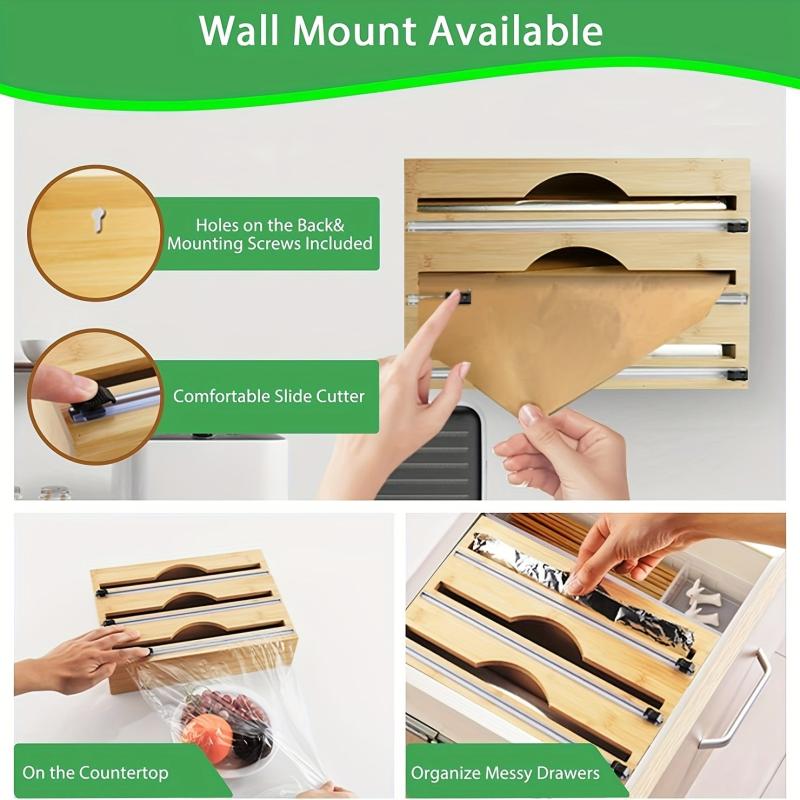 3-in-1 Packaging Storage Box with Cutter & Label - Kitchen Organizer