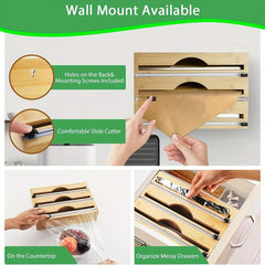 3-in-1 Packaging Storage Box with Cutter & Label - Kitchen Organizer