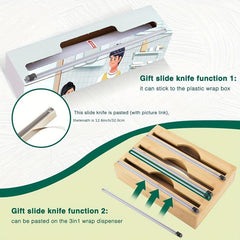 3-in-1 Packaging Storage Box with Cutter & Label - Kitchen Organizer