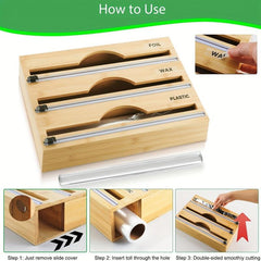 3-in-1 Packaging Storage Box with Cutter & Label - Kitchen Organizer