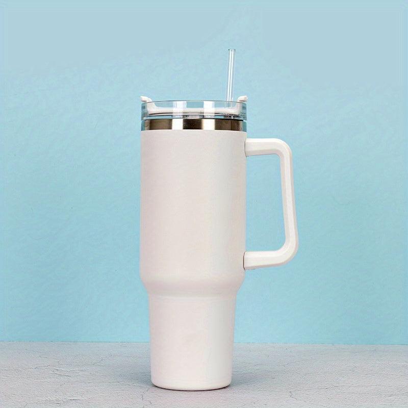 40oz Tumbler with Straw and Handle, Stainless Steel Vacuum Flask