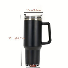 40oz Tumbler with Straw and Handle, Stainless Steel Vacuum Flask