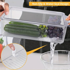 10pc Clear Fridge Organizer with Lid - Stackable Egg and Veg Container