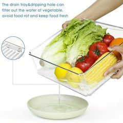 10pc Clear Fridge Organizer with Lid - Stackable Egg and Veg Container
