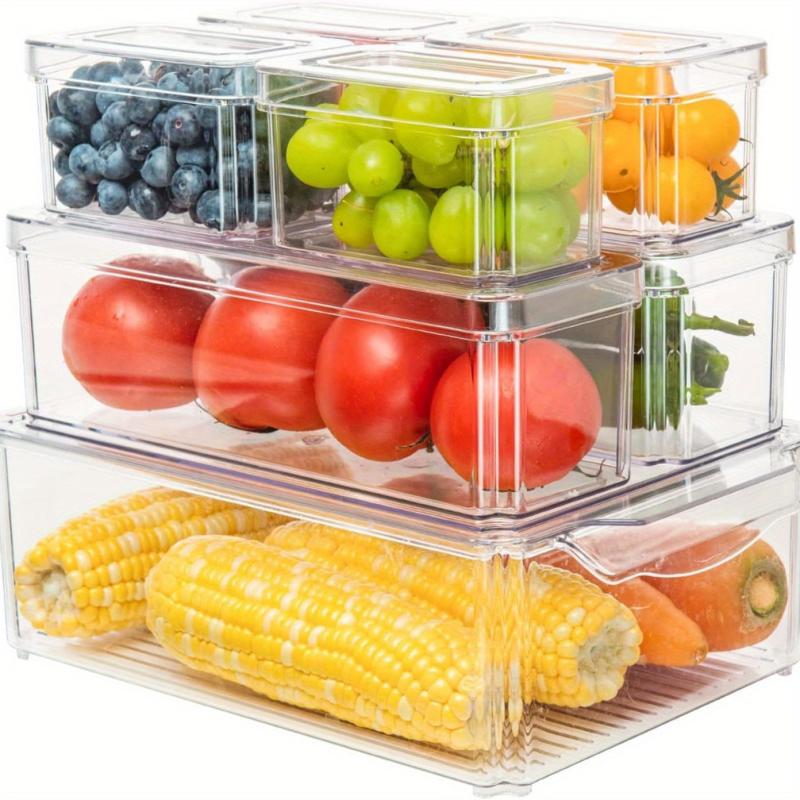 10pc Clear Fridge Organizer with Lid - Stackable Egg and Veg Container
