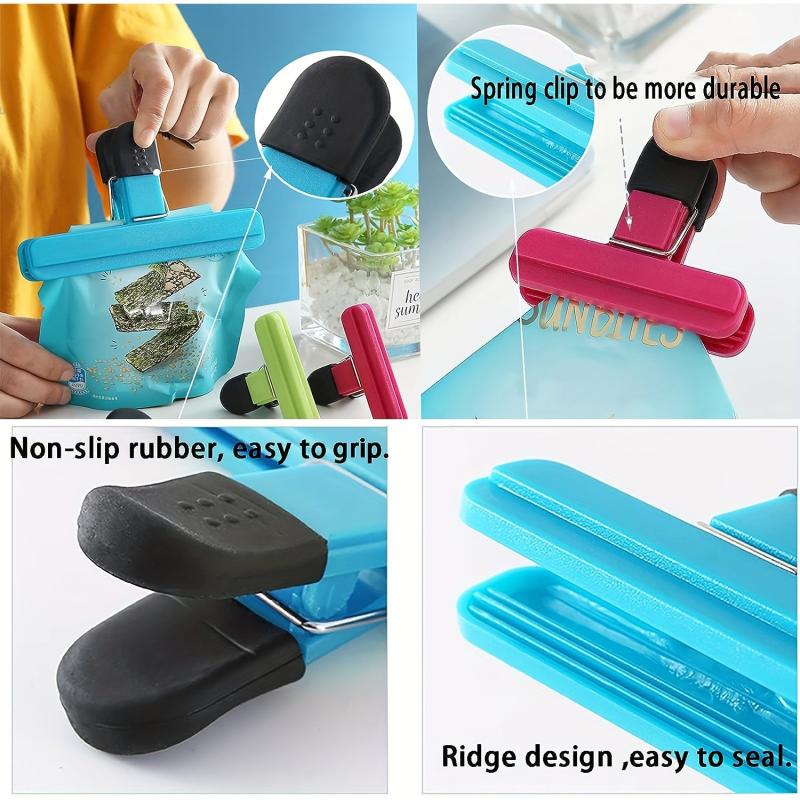 6pcs Large Chip Bag Clips - Heavy Duty Airtight Seal Grip - Kitchen Accessories