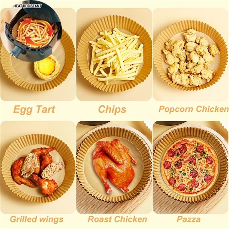 50pcs Air Fryer Disposable Paper Liner Non-Stick Parchment Baking Paper