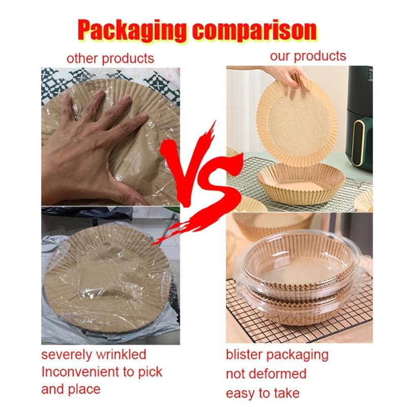 50pcs Air Fryer Disposable Paper Liner Non-Stick Parchment Baking Paper