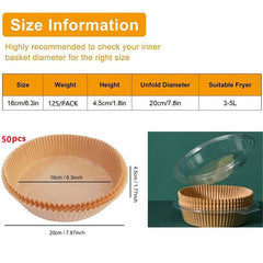 50pcs Air Fryer Disposable Paper Liner Non-Stick Parchment Baking Paper