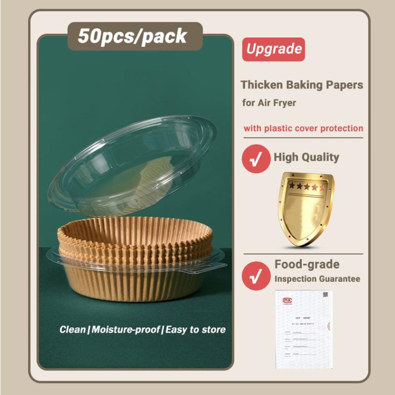 50pcs Air Fryer Disposable Paper Liner Non-Stick Parchment Baking Paper