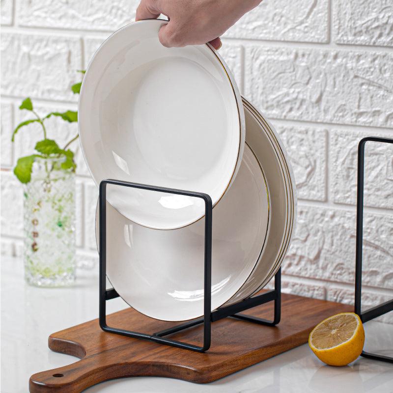 Metal Dish Rack Plate Organizer for Cabinets and Countertops
