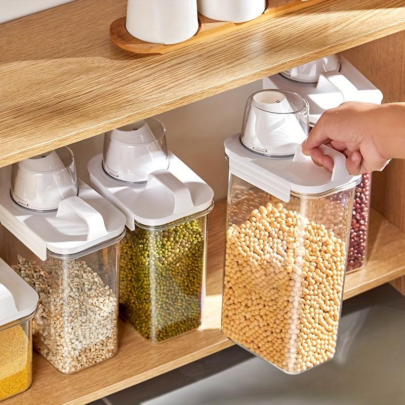1pc Portable Plastic Food Storage Box Clear Cereal Storage Containers With Lids