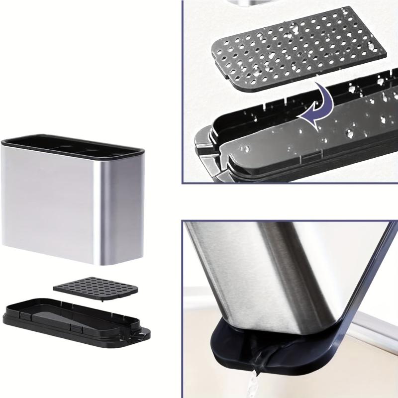 Cutlery Holder Utensil Rack Drainer with 4 Compartments