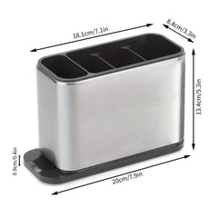 Cutlery Holder Utensil Rack Drainer with 4 Compartments