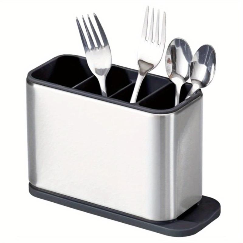 Cutlery Holder Utensil Rack Drainer with 4 Compartments