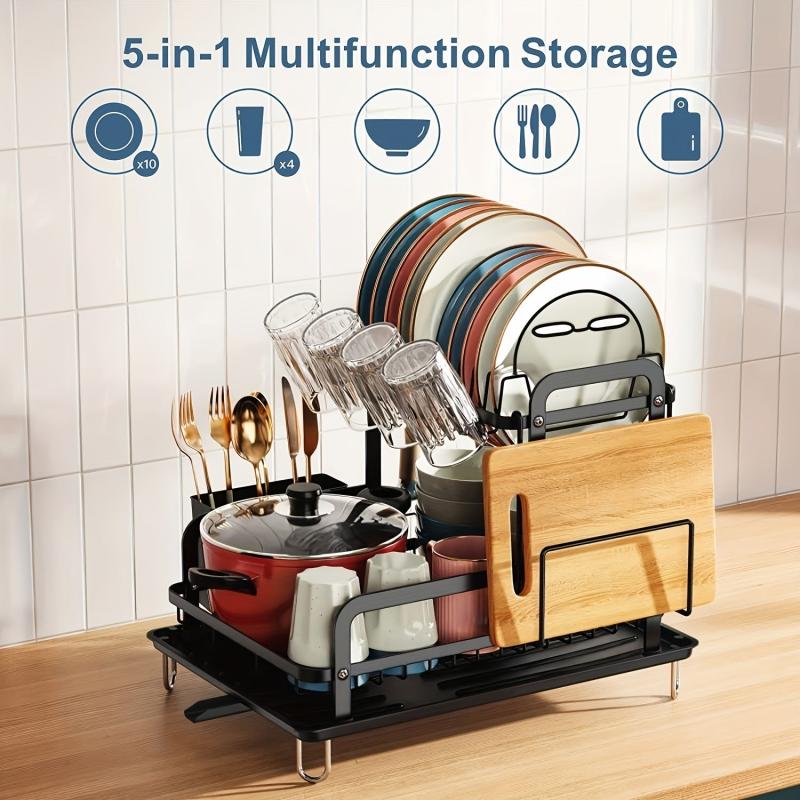 Large Capacity 2 Tier Dish Drying Rack for Kitchen Counter