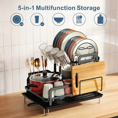Large Capacity 2 Tier Dish Drying Rack for Kitchen Counter