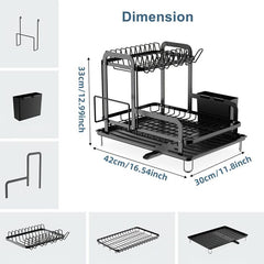 Large Capacity 2 Tier Dish Drying Rack for Kitchen Counter