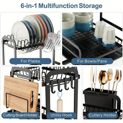 Large Capacity 2 Tier Dish Drying Rack for Kitchen Counter