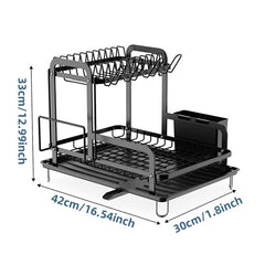 Large Capacity 2 Tier Dish Drying Rack for Kitchen Counter