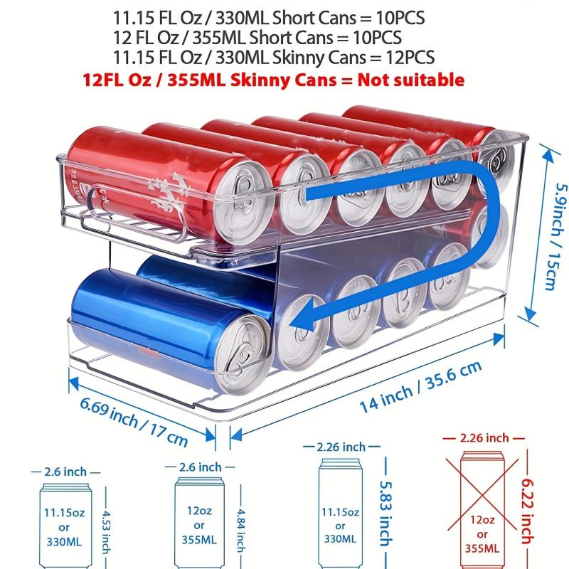 Double Layer Soda Can Organizer For Refrigerator Beverage Can Dispenser