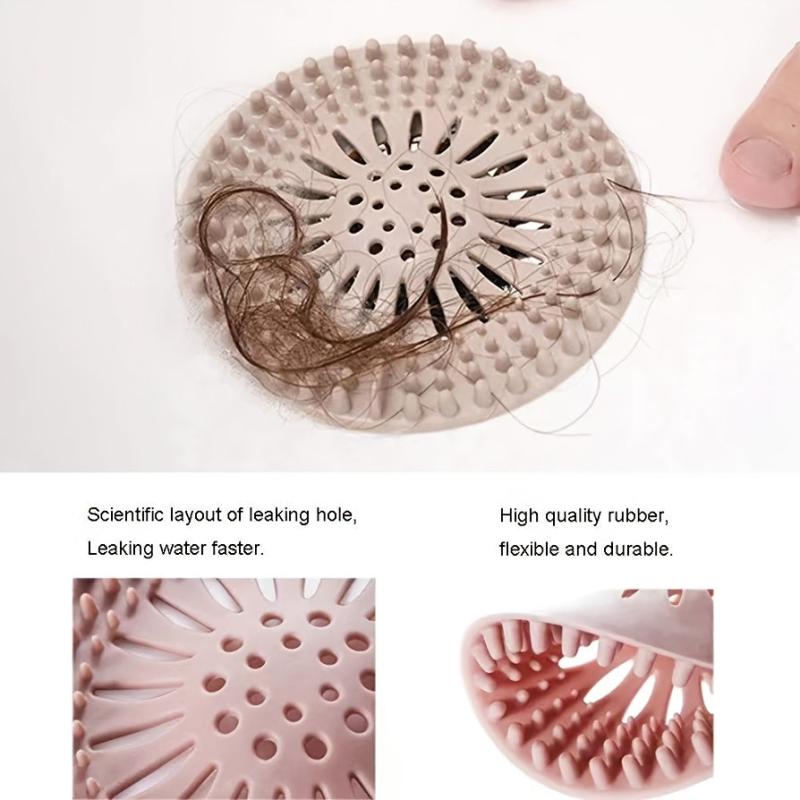 Silicone Hair Catcher Shower Drain Cover Easy Install Clean Bathroom Kitchen