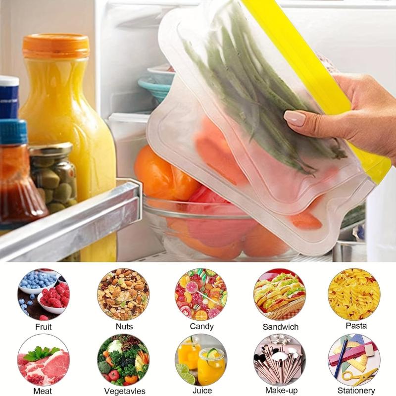 12pcs Reusable Gallon Freezer Bags BPA Food Storage Leak Proof Silicone And Pla