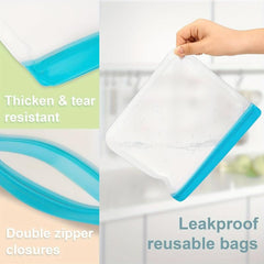 12pcs Reusable Gallon Freezer Bags BPA Food Storage Leak Proof Silicone And Pla